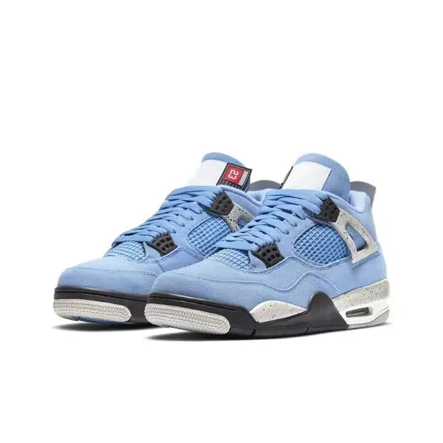 Air Jordan 4 Light Blue Suede and Mesh Basketball Shoes 5
