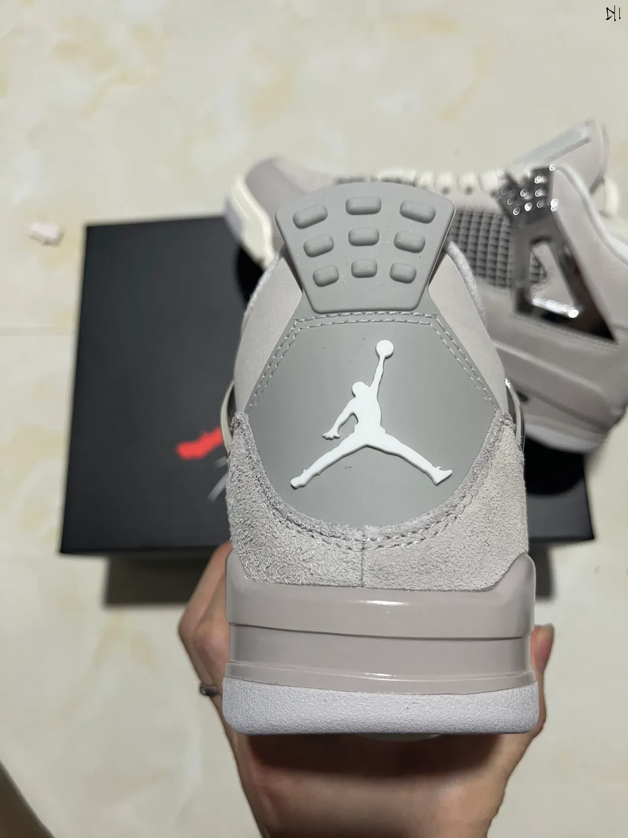 Air Jordan 4 Light Gray Daim et Cuir Chaussures de Basket 6