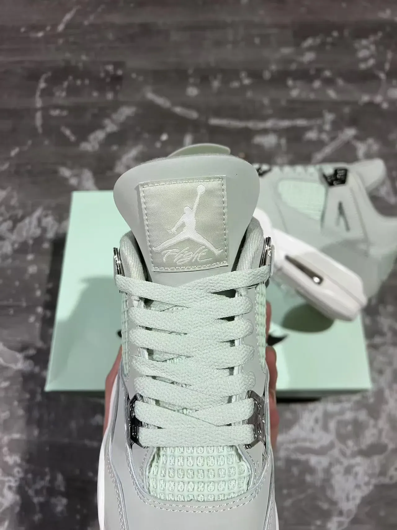 Air Jordan 4 Verde Menta Branco Tênis de Basquete 4