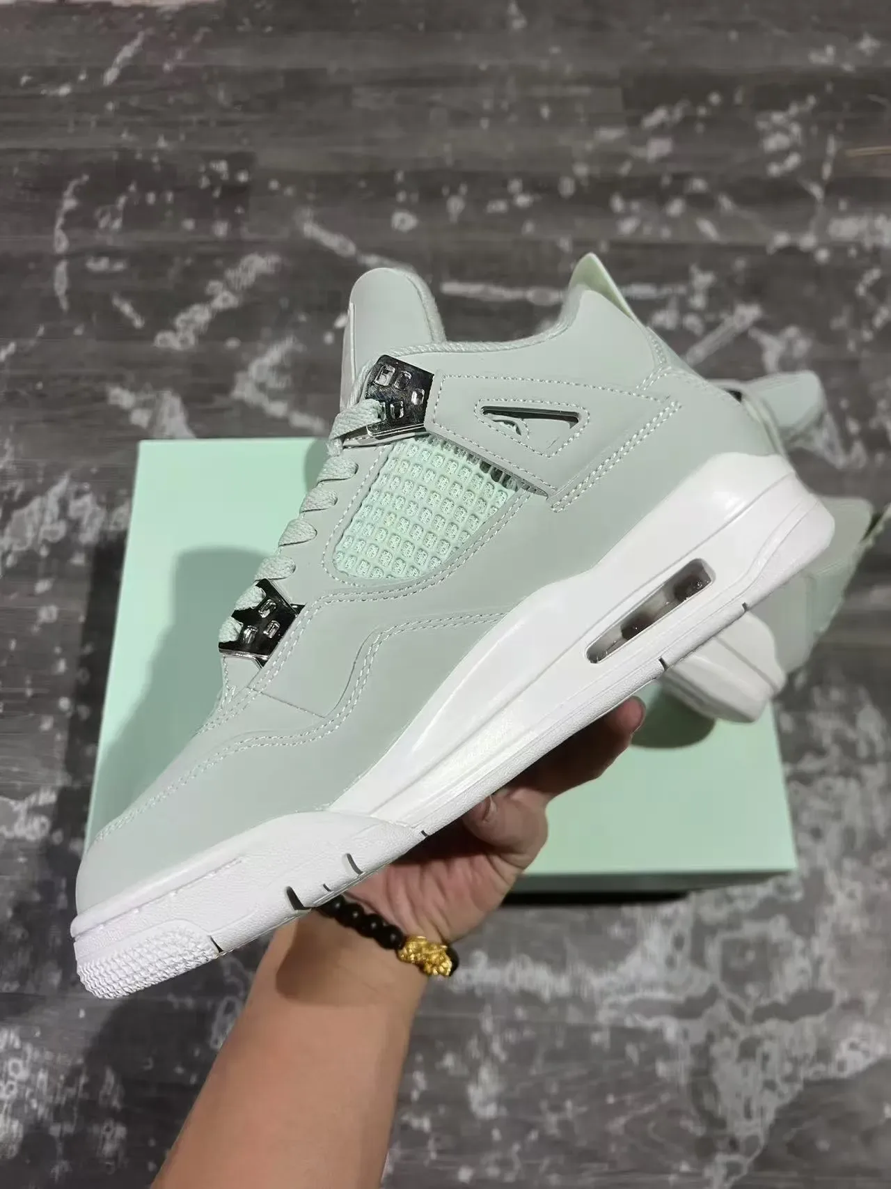 Air Jordan 4 Verde Menta Branco Tênis de Basquete 5