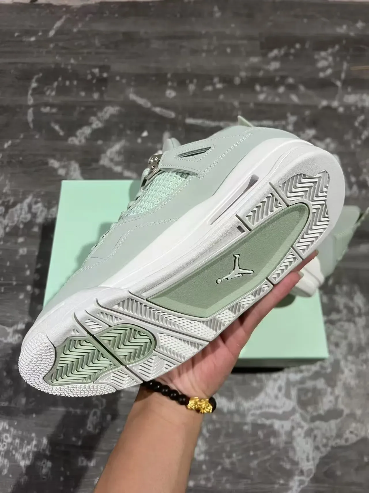 Air Jordan 4 Verde Menta Branco Tênis de Basquete 6