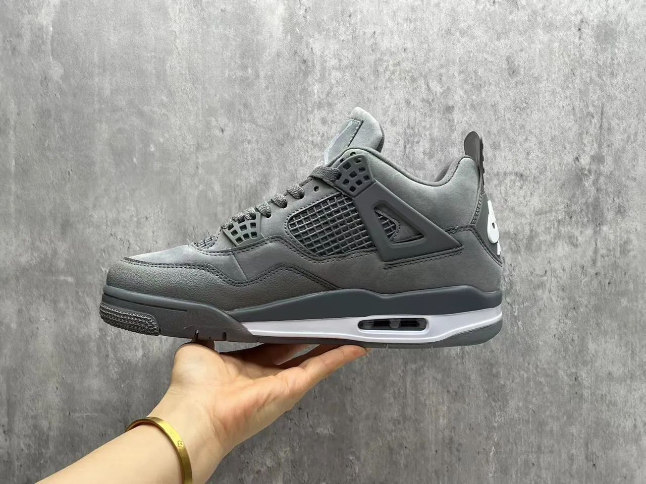 Air Jordan 4 Monochromatic Gray Basketball Shoes 12