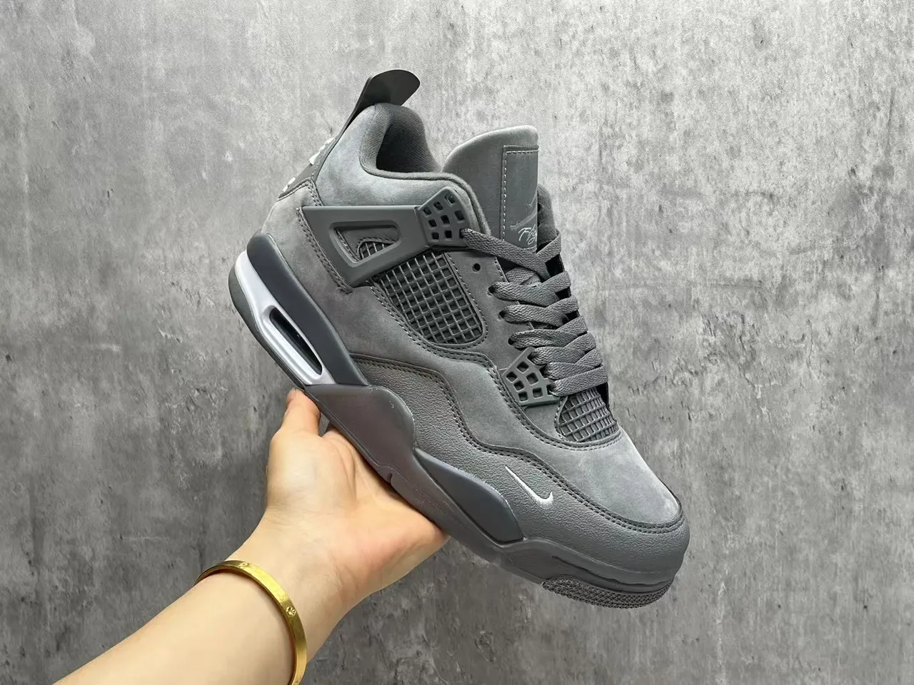 Air Jordan 4 Monochromatic Gray Basketball Shoes 14