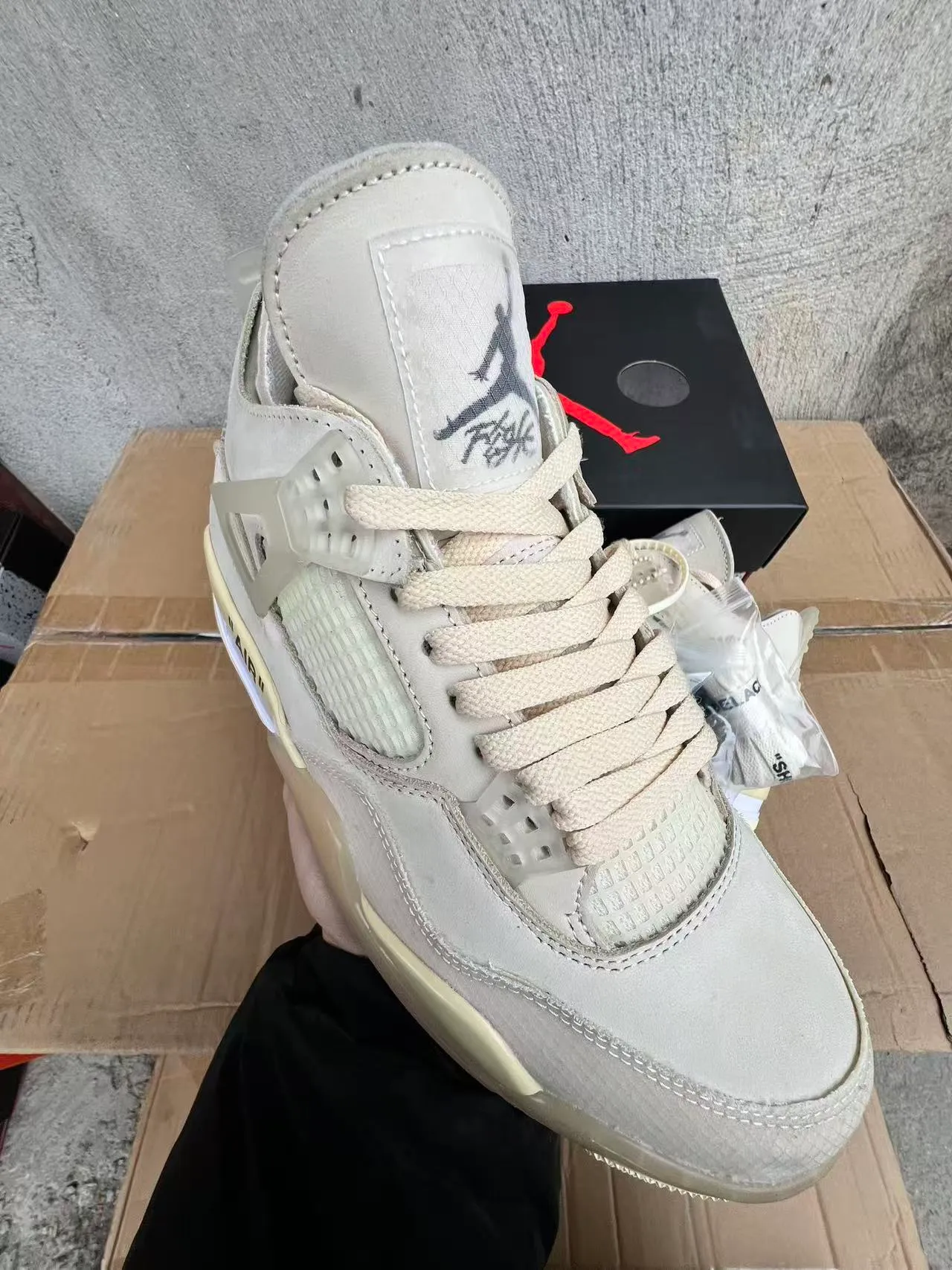 Air Jordan 4 Off-White Beige Lifestyle Basketball Shoes 2