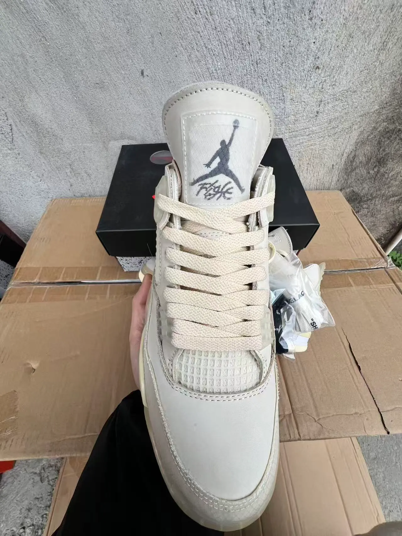 Air Jordan 4 Off-White Beige Lifestyle Basketball Shoes 3