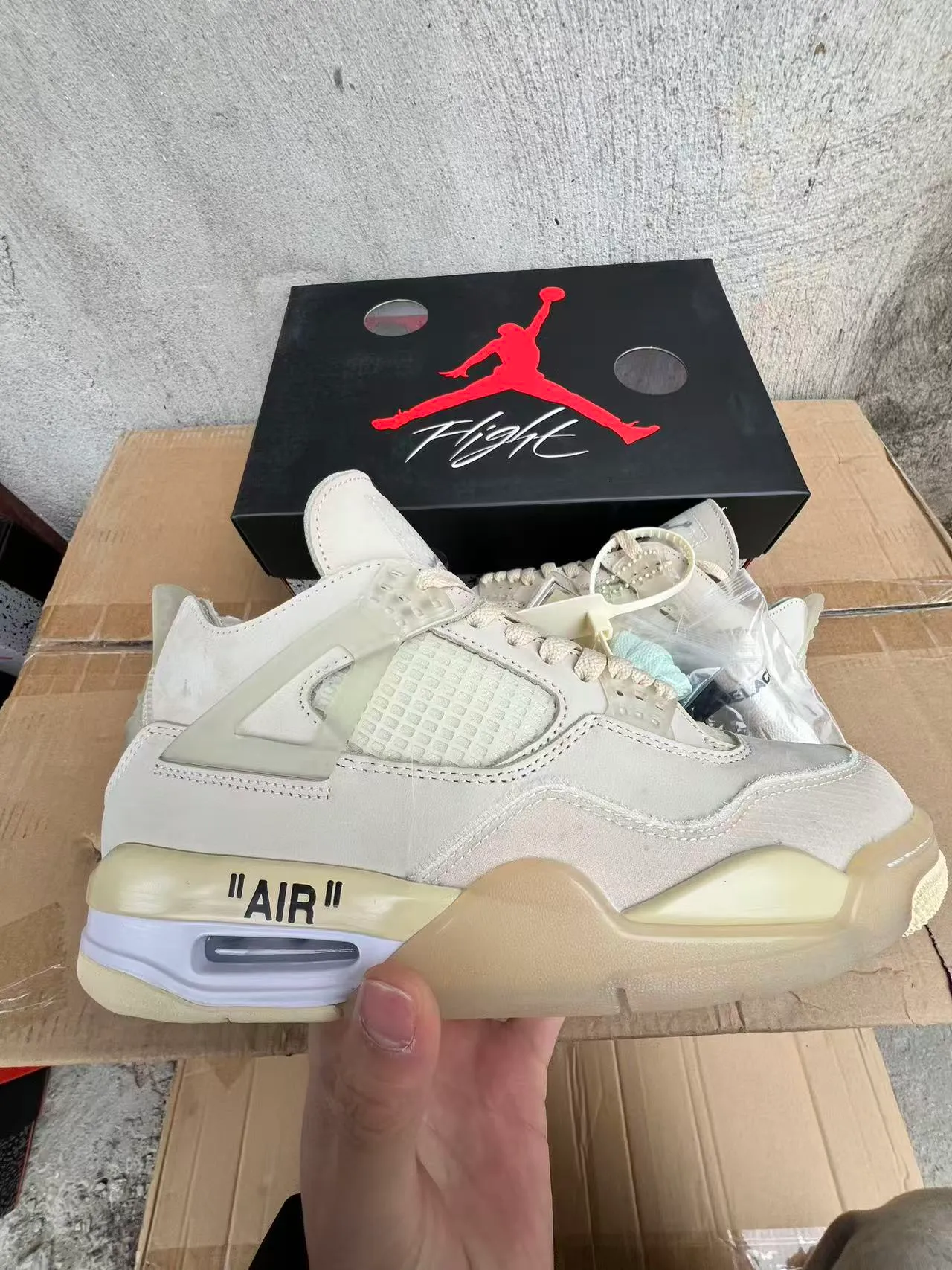Air Jordan 4 Off-White Beige Lifestyle Basketball Shoes 7