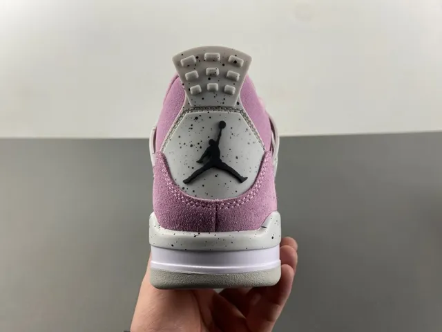 Air Jordan 4 Pink Suede Speckled White Basketball Shoes 4