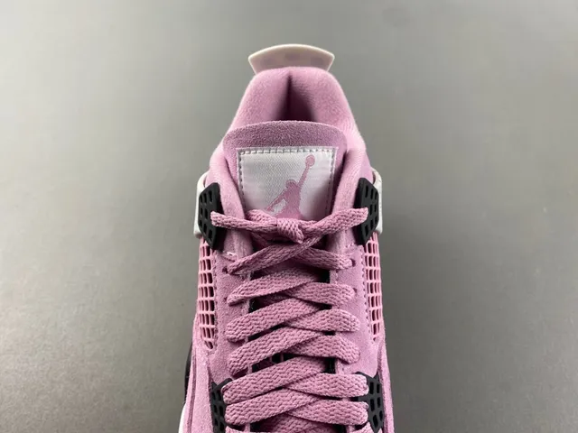 Air Jordan 4 Pink Suede Speckled White Basketball Shoes 5