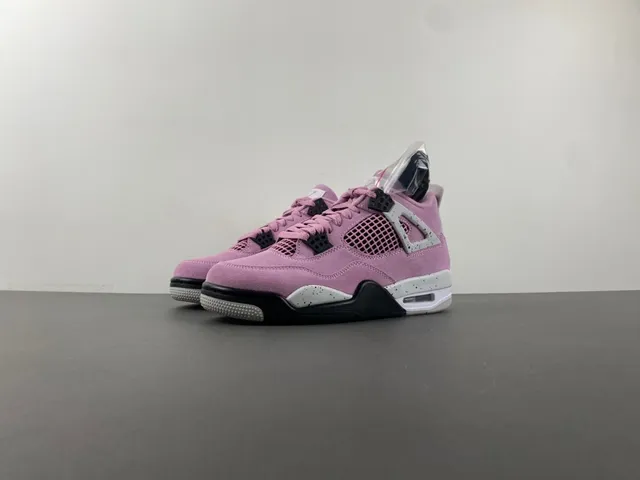 Air Jordan 4 Pink Suede Speckled White Basketball Shoes 10