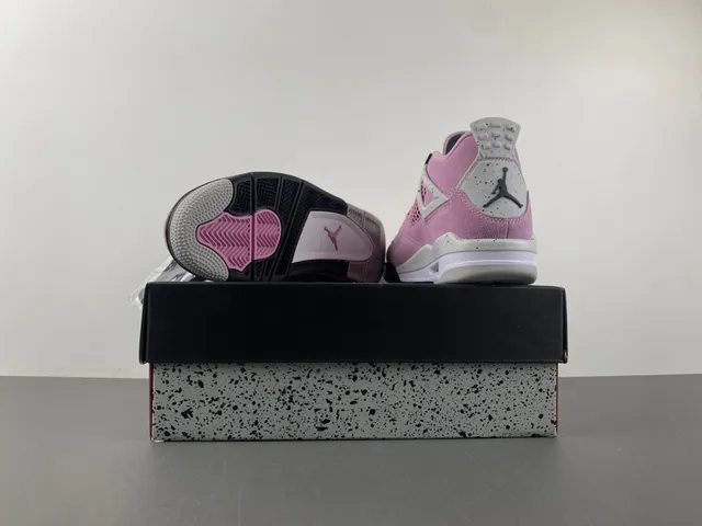 Air Jordan 4 Pink Suede Speckled White Basketball Shoes 16