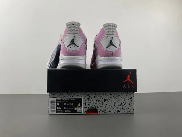 Air Jordan 4 Pink Suede Speckled White Basketball Shoes 17