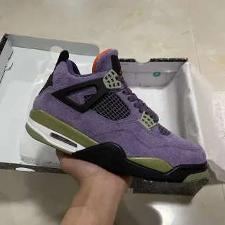 Air Jordan 4 Purple Olive Green Speckled Basketball Shoes