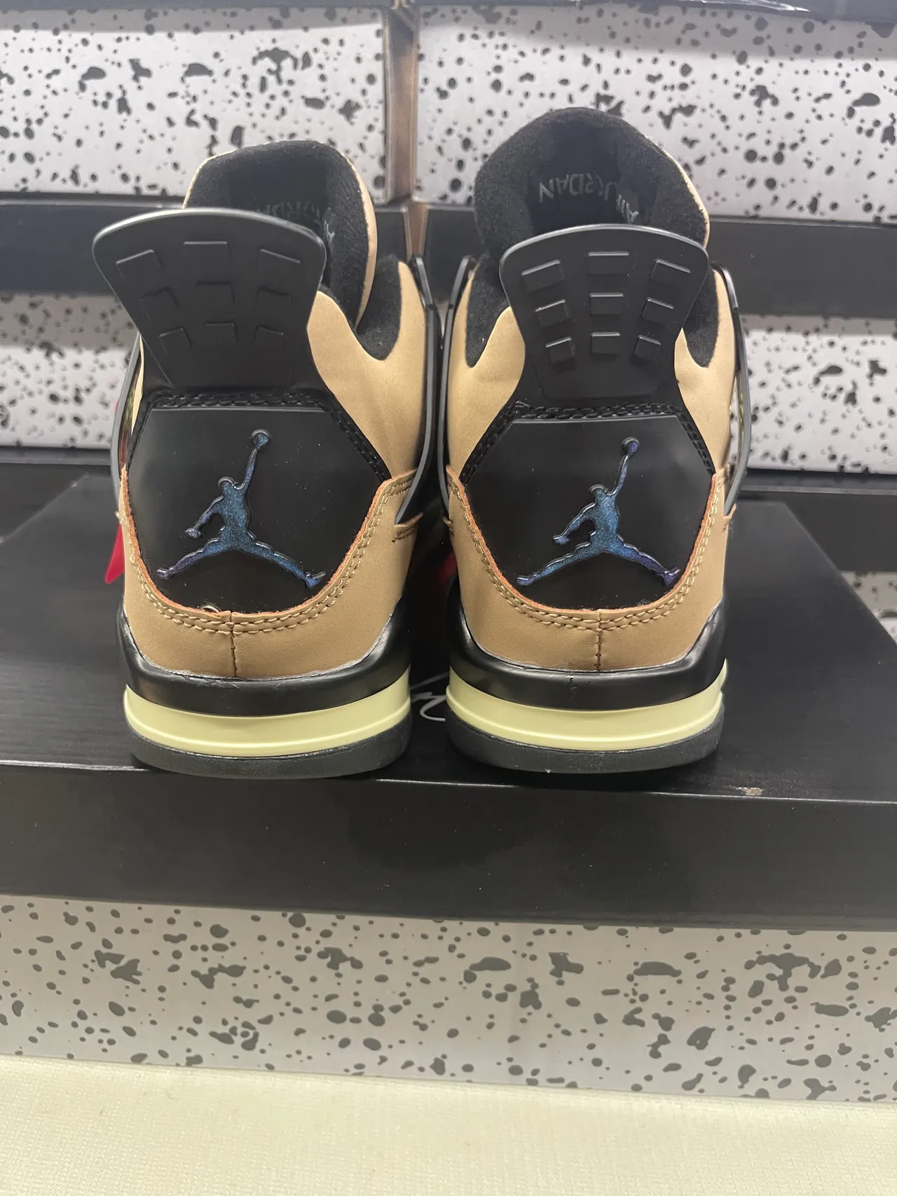 Air Jordan 4 Tan Black Neon Yellow Basketball Shoes 7