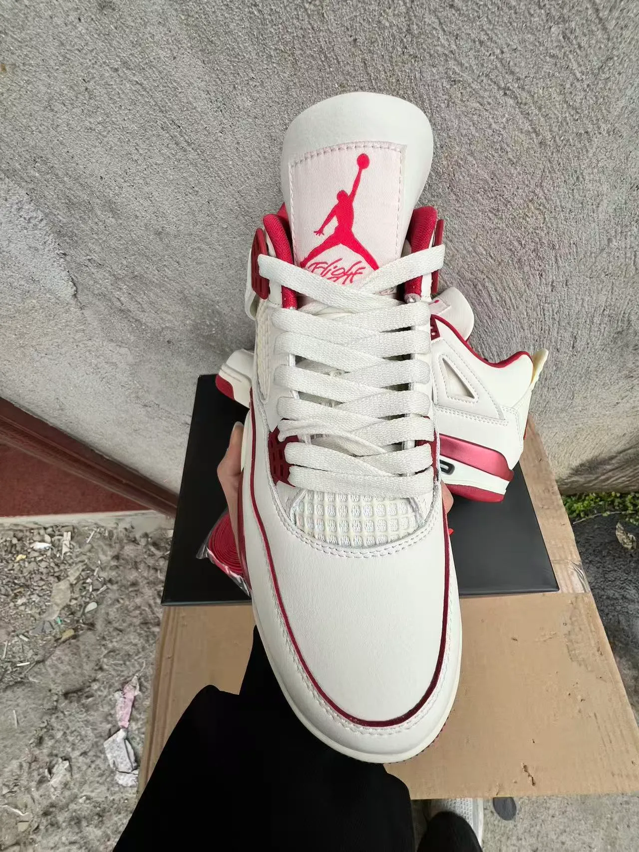 Air Jordan 4 White and Red Basketball Shoes 3