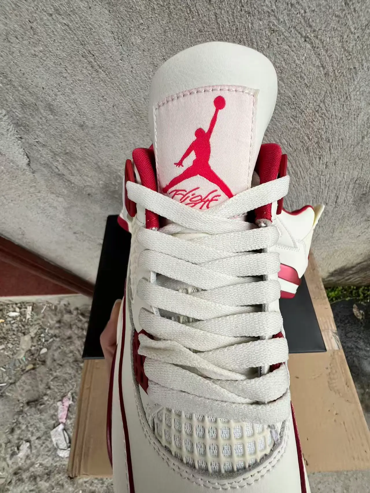 Air Jordan 4 White and Red Basketball Shoes 4