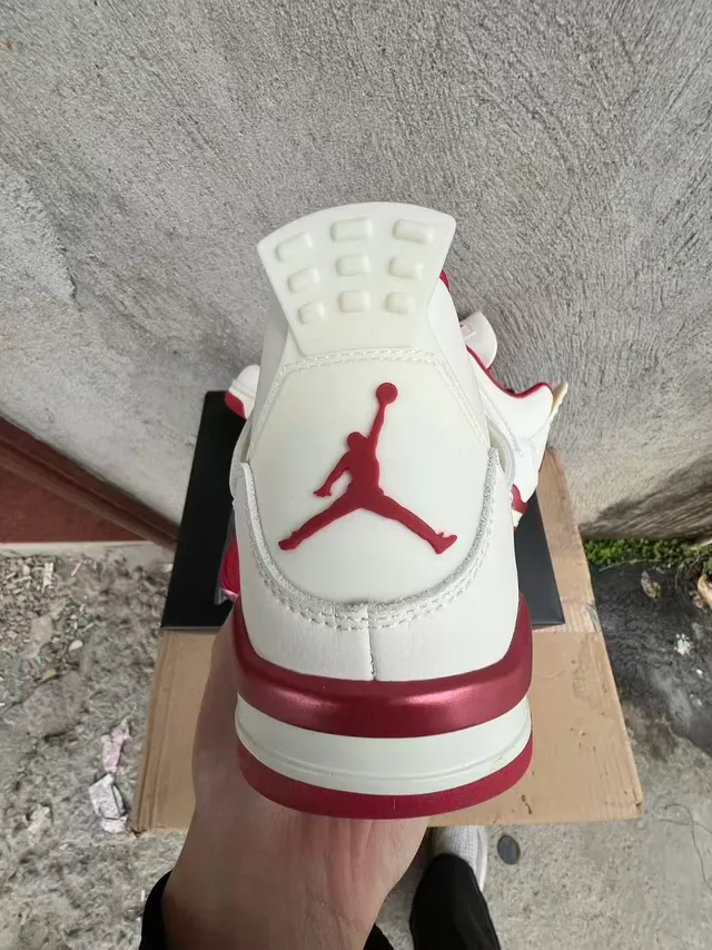 Air Jordan 4 White and Red Basketball Shoes 8