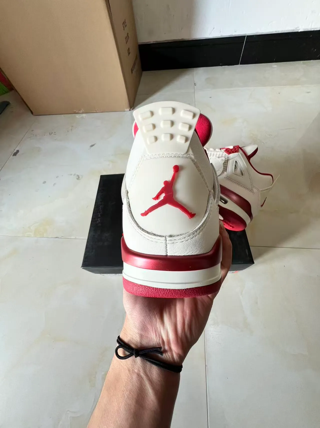 Air Jordan 4 White and Red Basketball Shoes 8