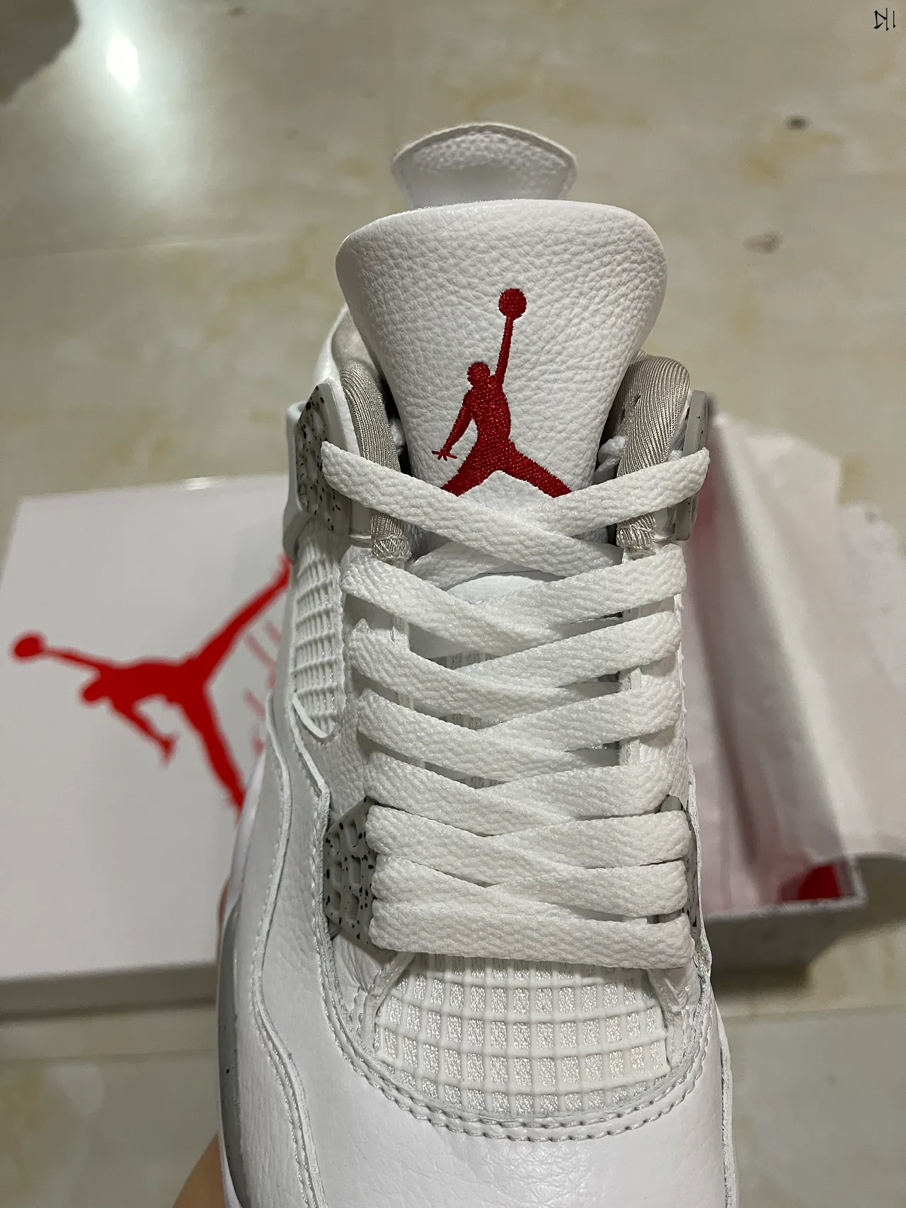 Air Jordan 4 White Cement Grey Basketball Shoes 4