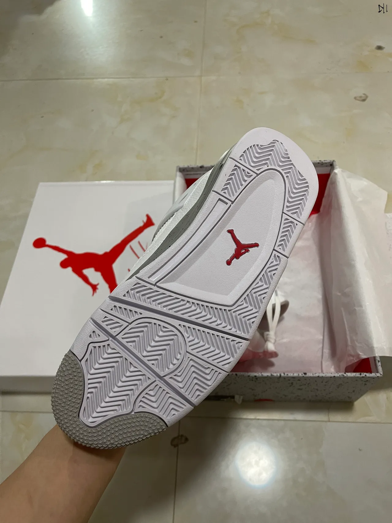 Air Jordan 4 White Cement Grey Basketball Shoes 6