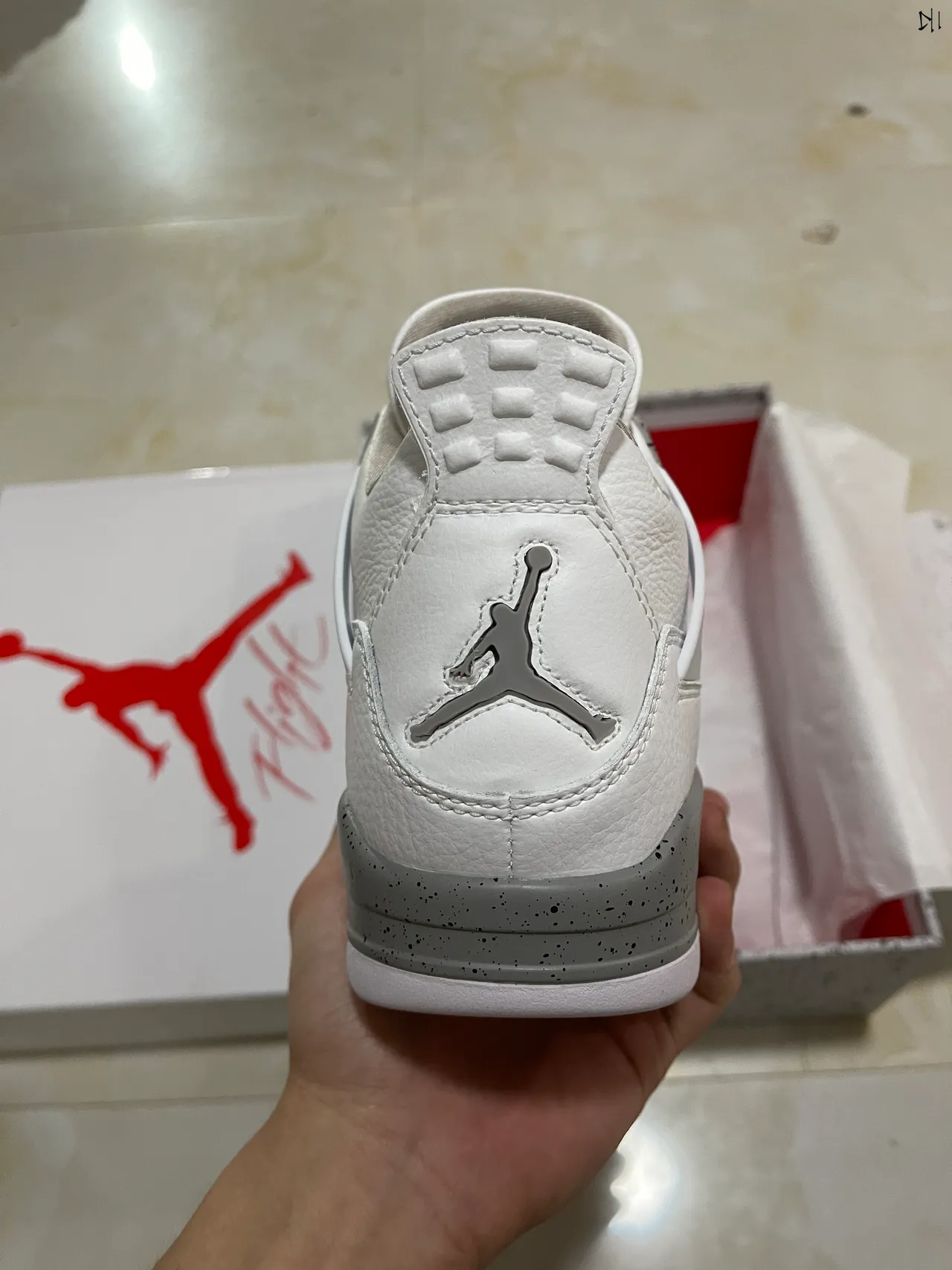 Air Jordan 4 White Cement Grey Basketball Shoes 7