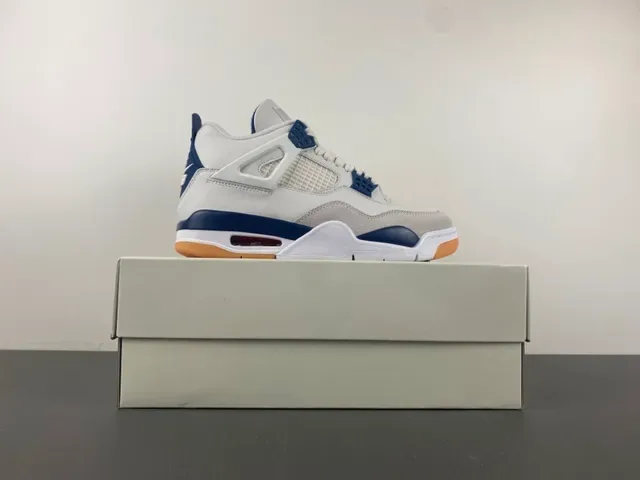 Air Jordan 4 Chaussures de Basketball Blanc Navy Gum 15