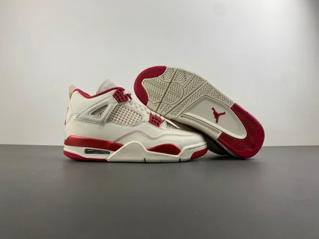 Air Jordan 4 White Red Basketball Shoes 12