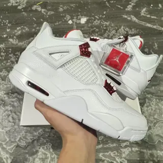 Air Jordan 4 Tênis de Basquete Branco e Vermelho