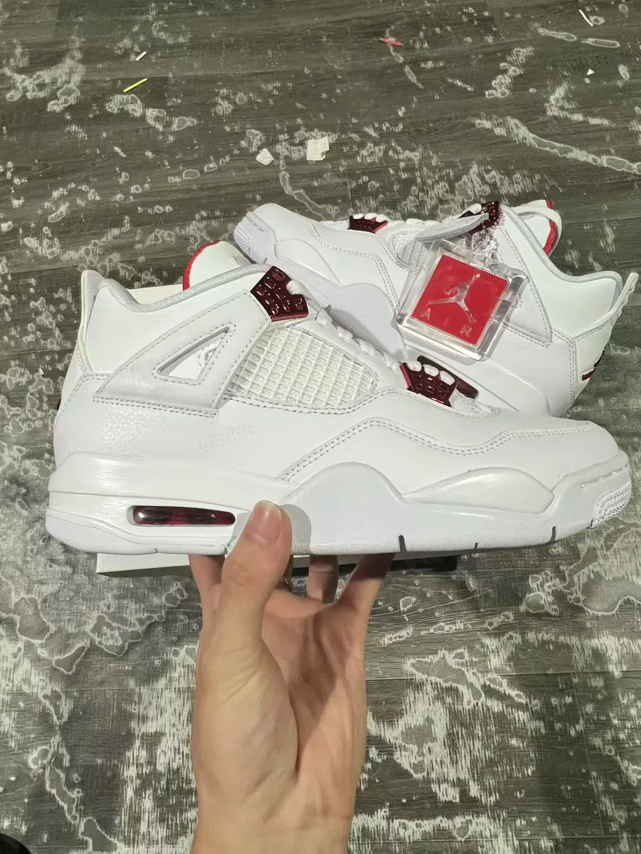 Air Jordan 4 Tênis de Basquete Branco e Vermelho 7