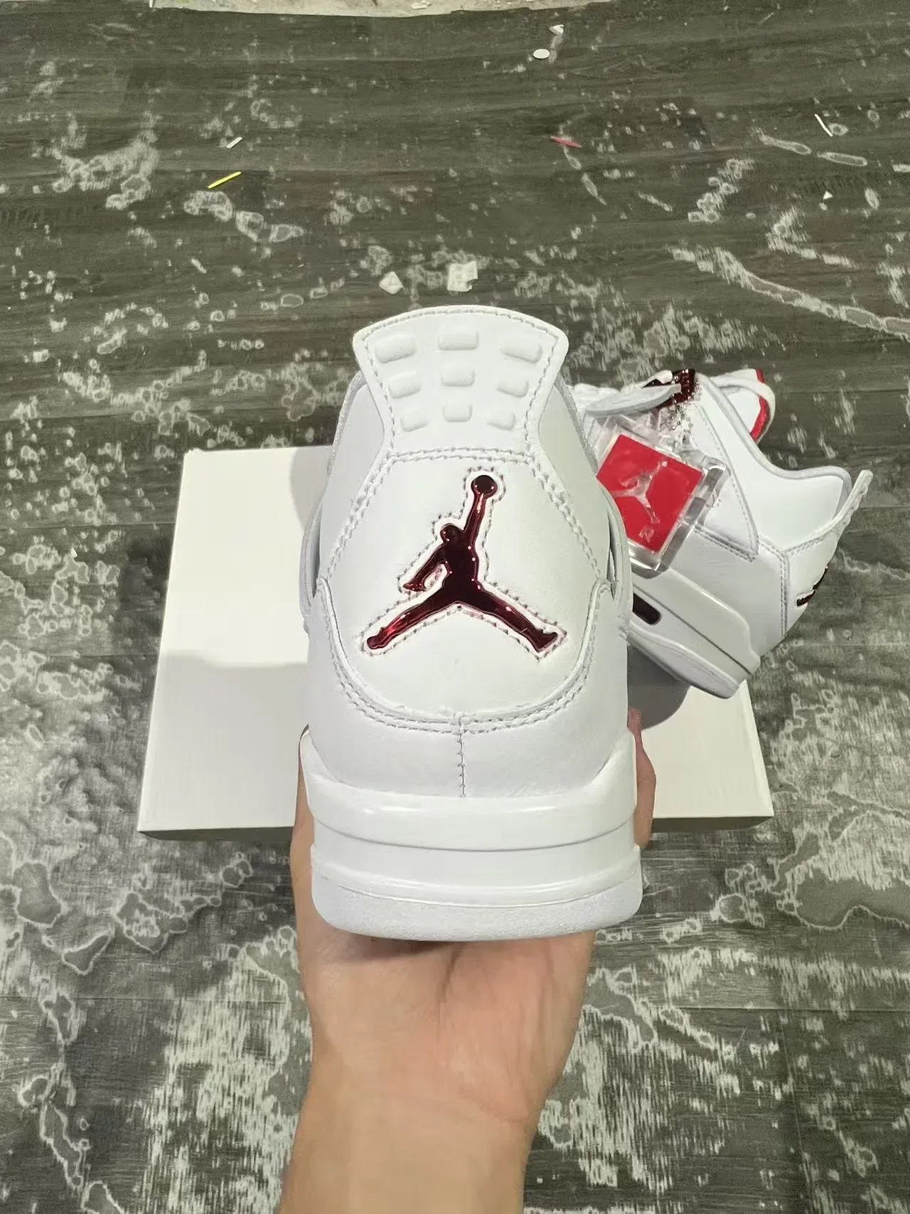 Air Jordan 4 Tênis de Basquete Branco e Vermelho 8