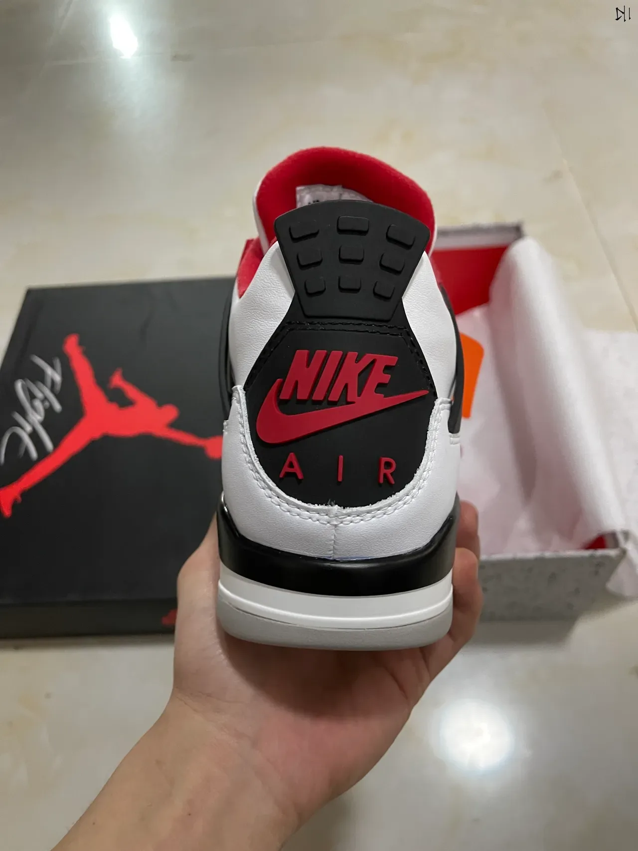 Air Jordan 4 White Red Black Tênis de Basquete 6