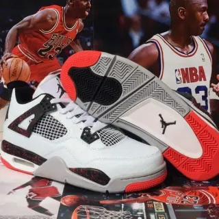Air Jordan 4 White Red Black Basketball Shoes