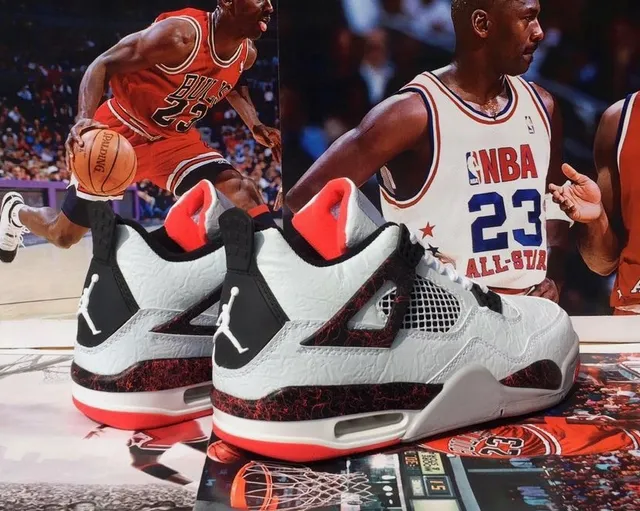 Air Jordan 4 White Red Black Basketball Shoes 5