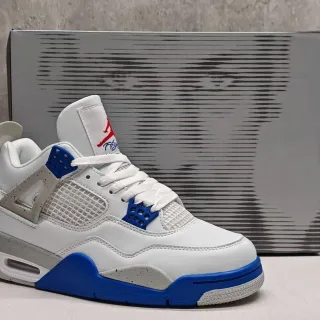 Air Jordan 4 White Royal Blue Cement Basketball Shoes