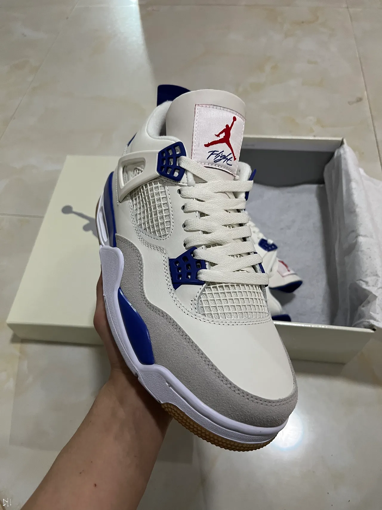 Air Jordan 4 White Royal Blue Gum Basketball Shoes 2