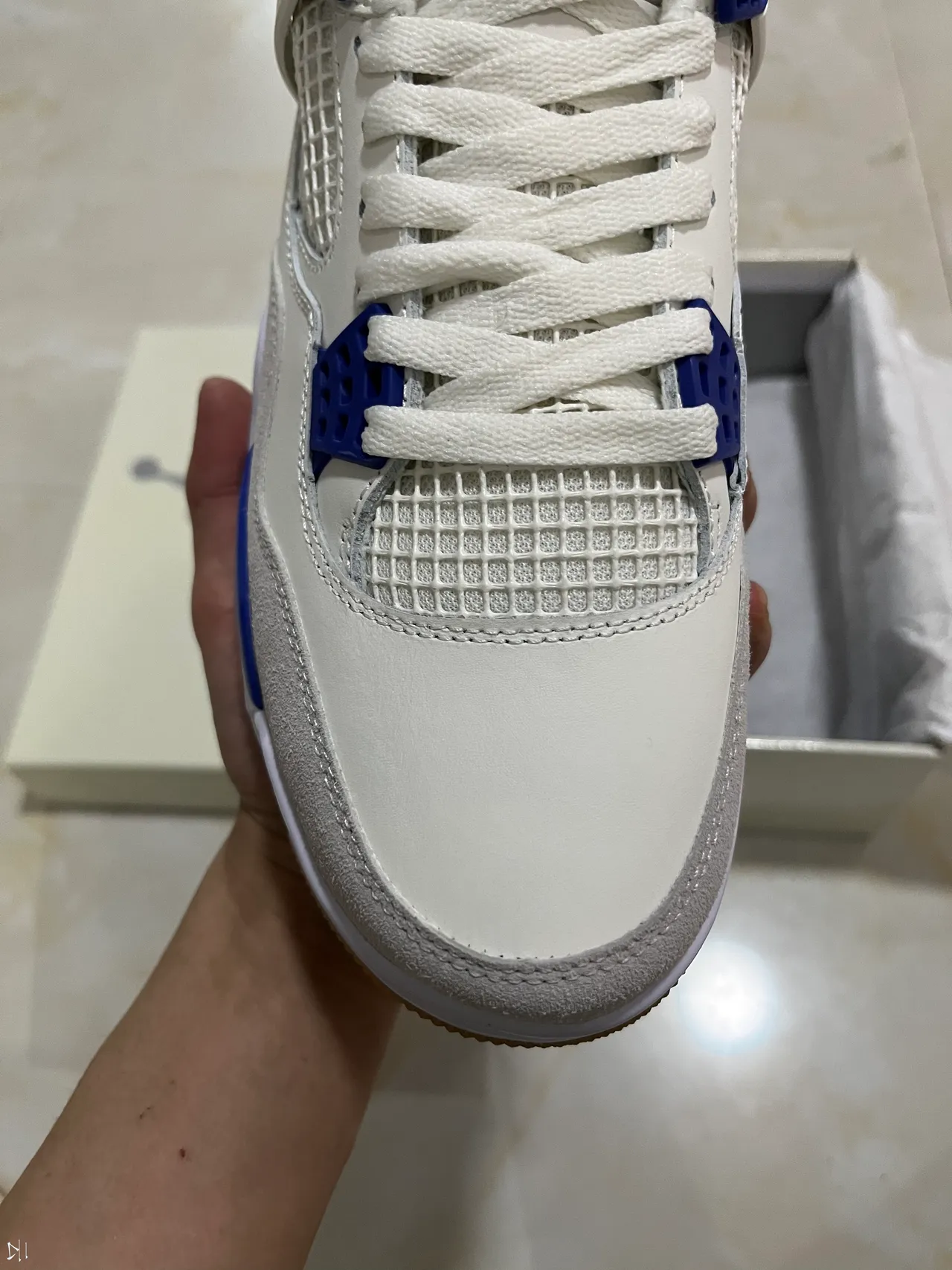 Air Jordan 4 White Royal Blue Gum Basketball Shoes 3