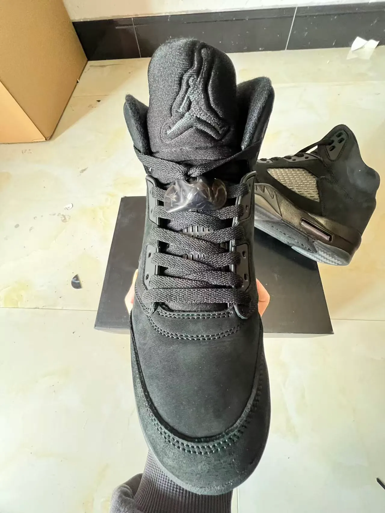 Air Jordan 5 All-Black Suede Leather Basketball Shoes 3