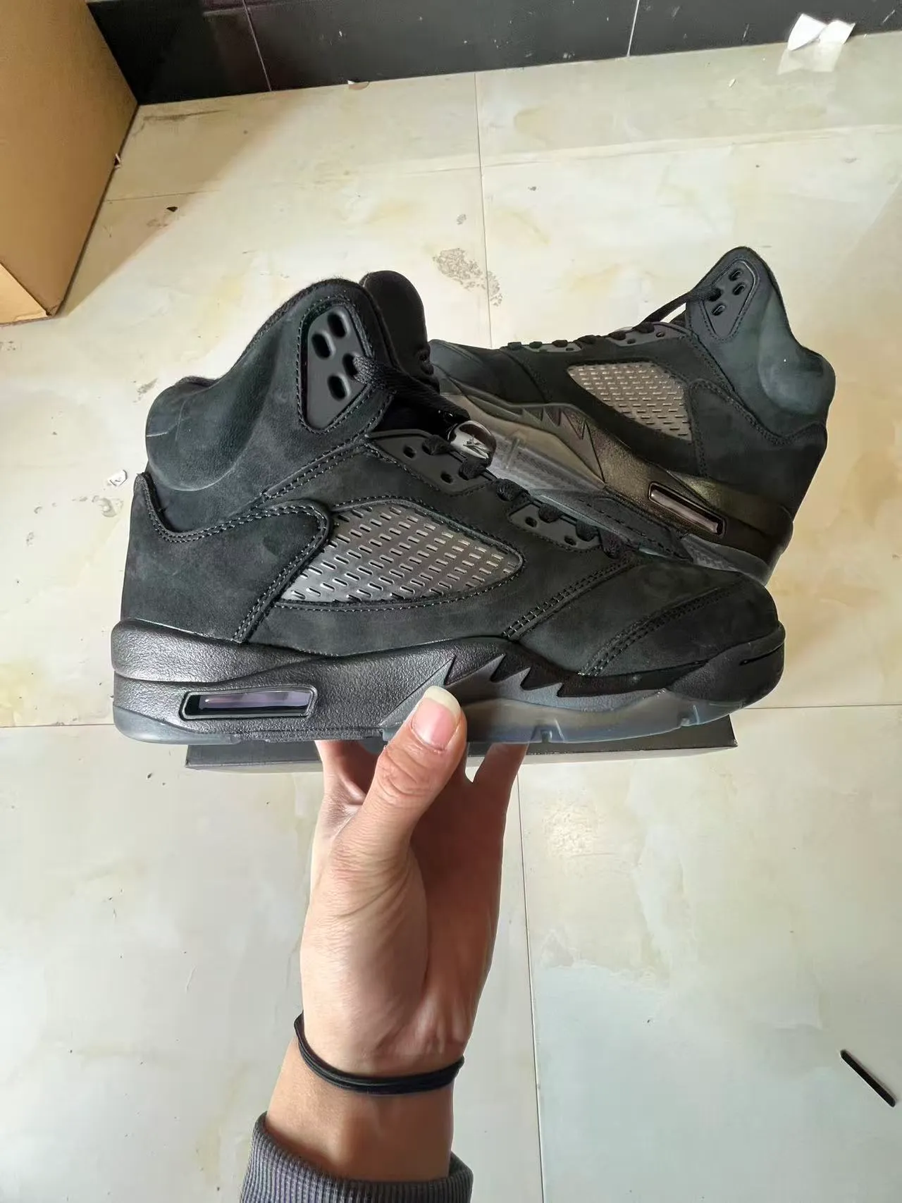 Air Jordan 5 All-Black Suede Leather Basketball Shoes 7