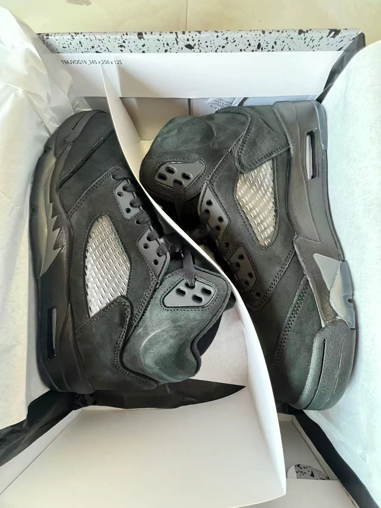 Air Jordan 5 All-Black Suede Leather Basketball Shoes 9