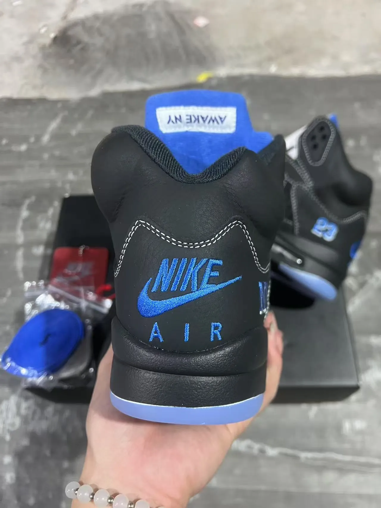 Air Jordan 5 Preto Azul NY 23 Tênis de Basquete 8