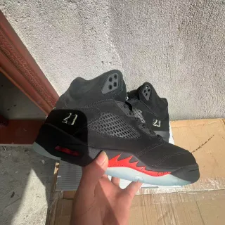 Air Jordan 5 Black Red Flame Basketball Shoes