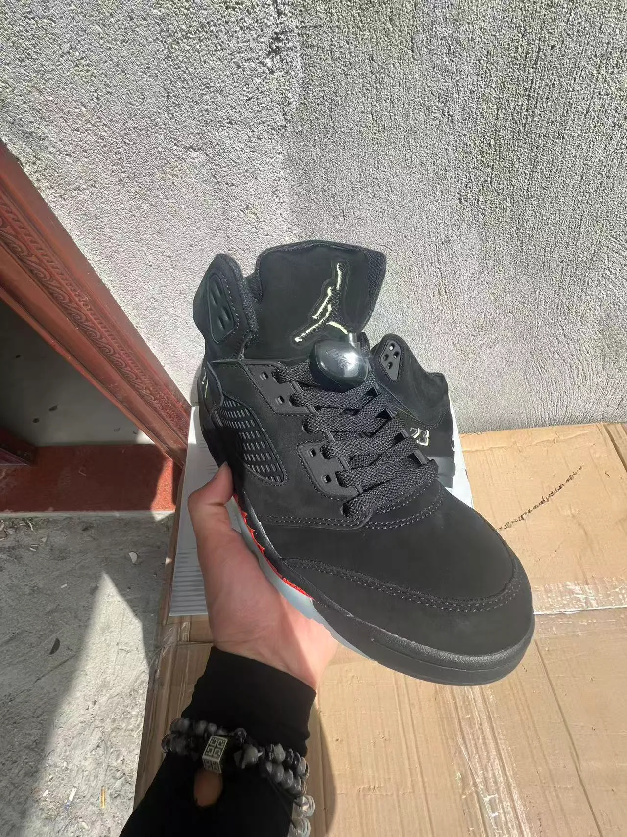 Air Jordan 5 Black Red Flame Basketball Shoes 2
