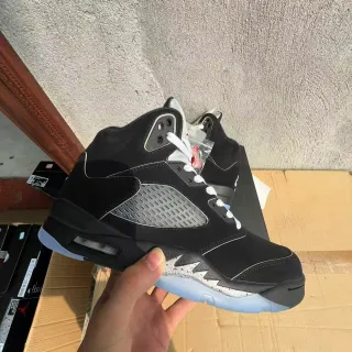 Air Jordan 5 Black Silver Icy Blue Basketball Shoes