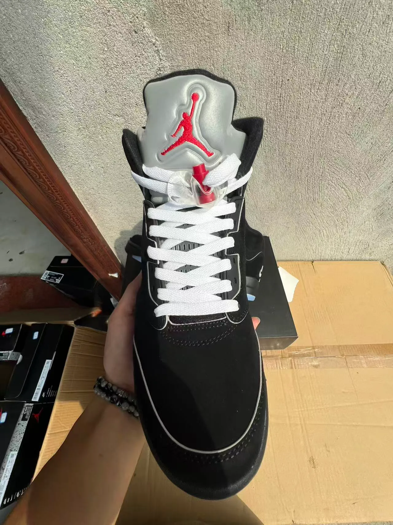 Air Jordan 5 Black Silver Icy Blue Basketball Shoes 3