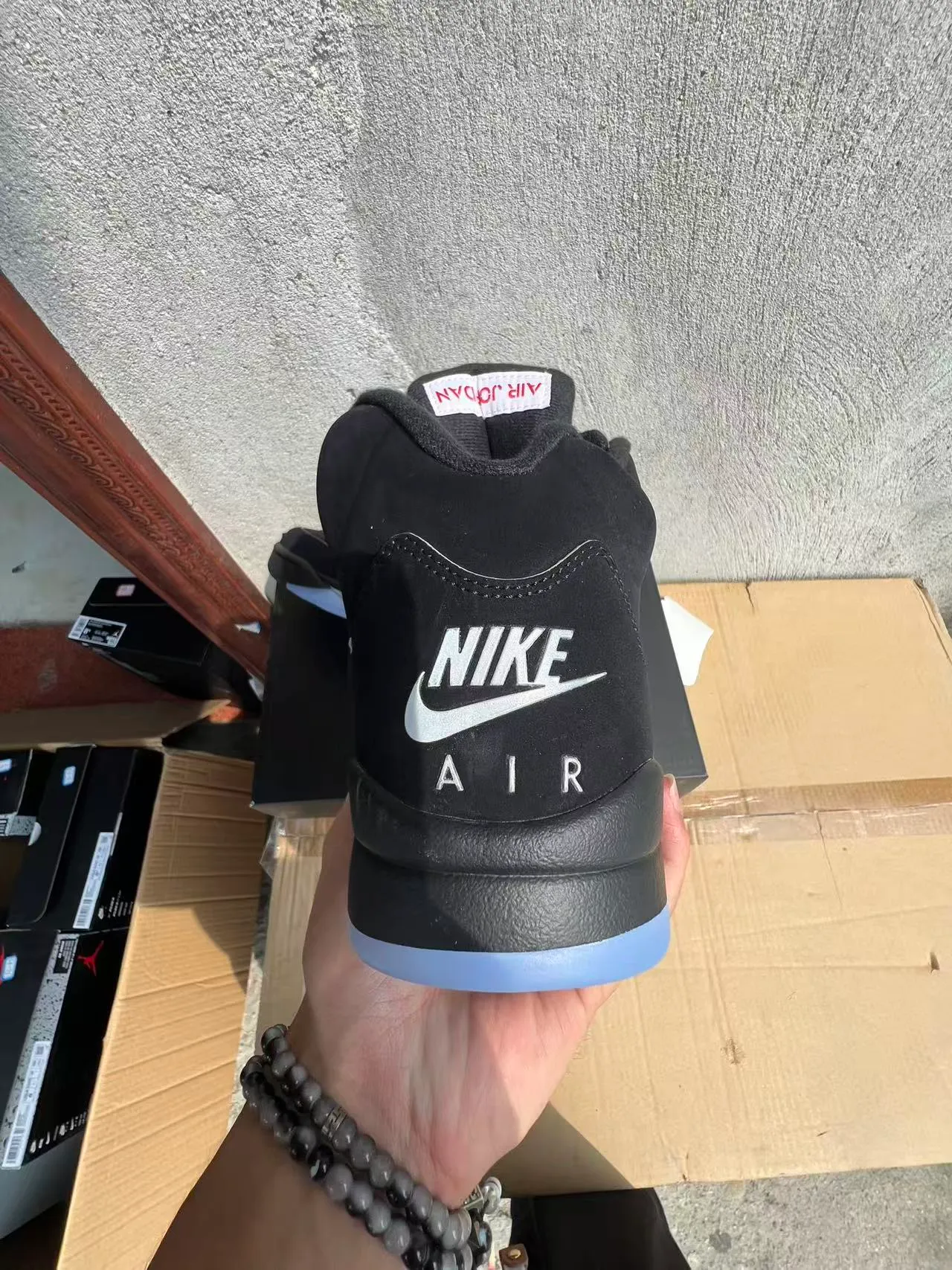 Air Jordan 5 Black Silver Icy Blue Basketball Shoes 8