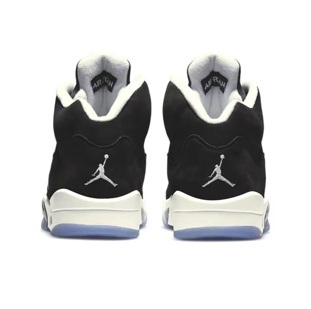 Air Jordan 5 Black White Light Blue Basketball Shoes 3