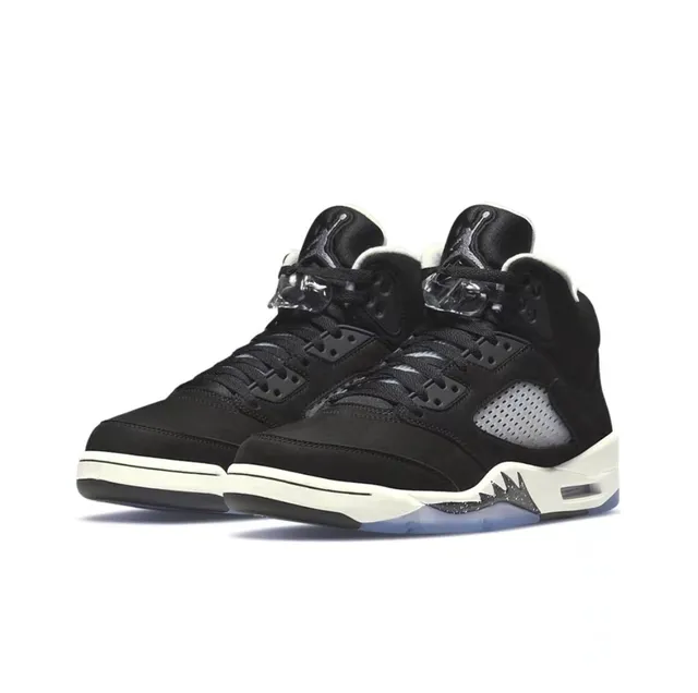 Air Jordan 5 Black White Light Blue Basketball Shoes 5