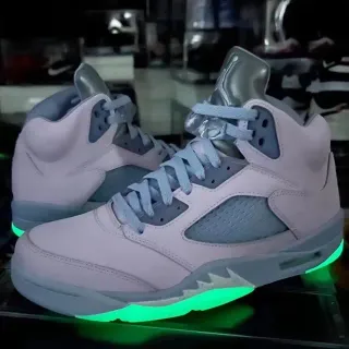 Air Jordan 5 紫灰色高帮打孔鞋舌篮球鞋