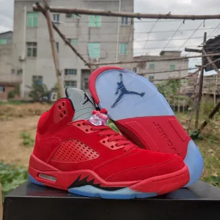 Air Jordan 5 Zapatos de baloncesto high-top de ante rojo