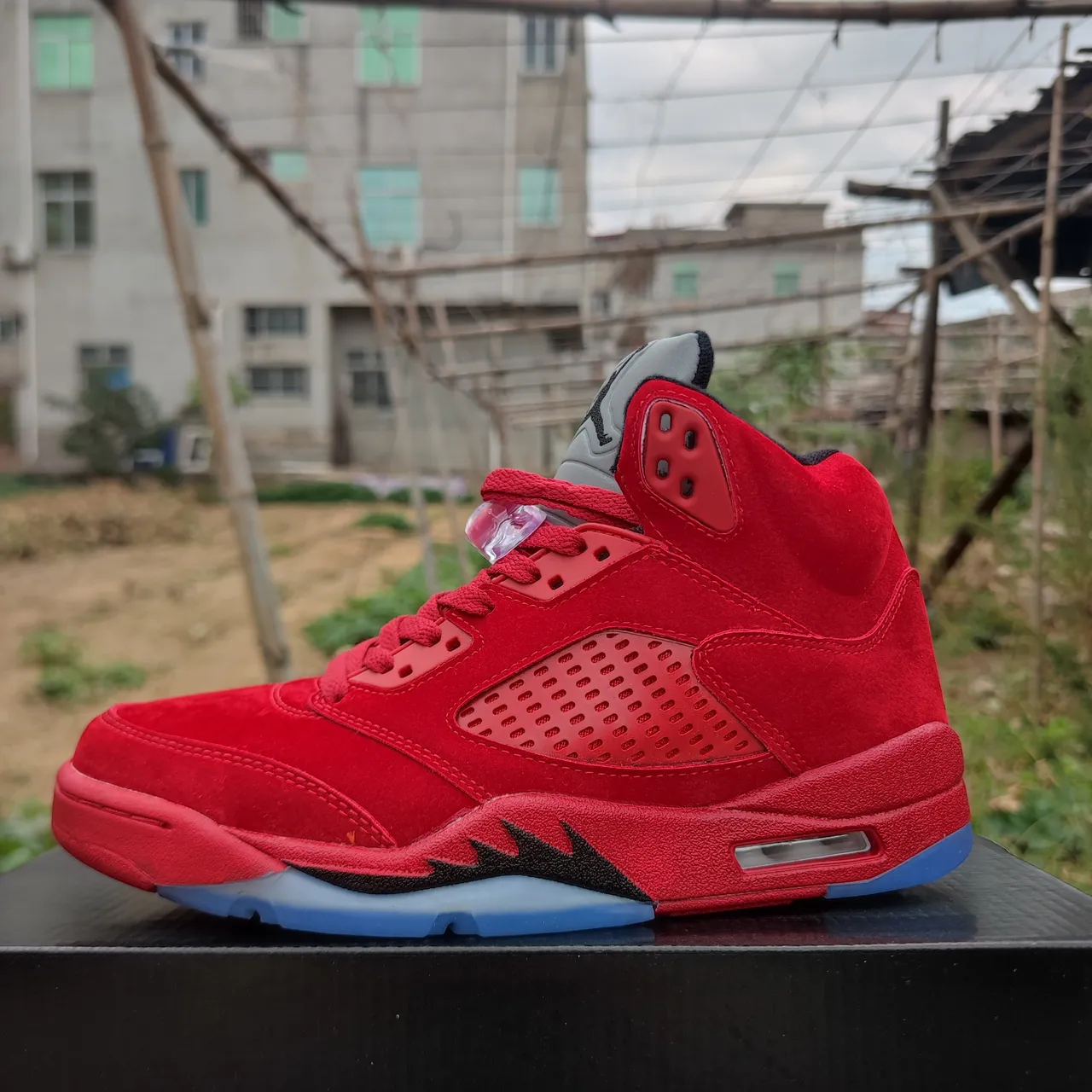 Air Jordan 5 Red Suede High-Top Basketball Shoes 2