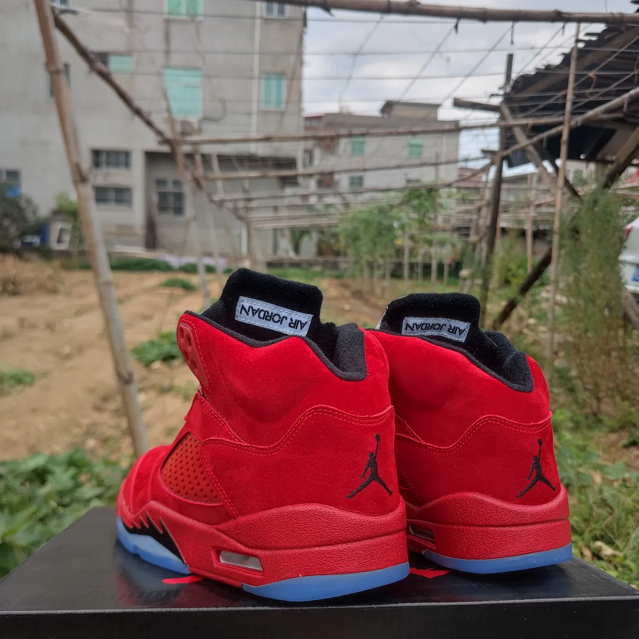 Air Jordan 5 Red Suede High-Top Basketball Shoes 3